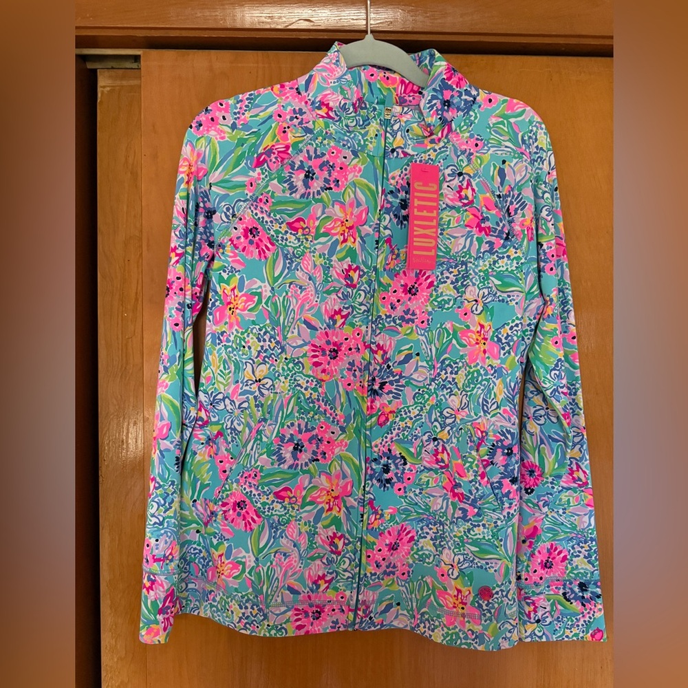 NWT Lilly Pulitzer hadlee jacket UPF 50+ size M Amalfi blue alligator isle
